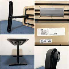 イケアBEKANT 140×60長方形デスク 木目調ブラック机 IKEA手動式昇降機能 アジャスター付き脚部 ワークデスク・作業台・パソコンデスクの画像