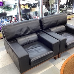 値下げ致しました🛋️春日市🛋️レザー調ソファ🛋️黒色🛋️レザー🛋️応接室🛋️1人用🛋️定価30,000円🛋️No1876の画像