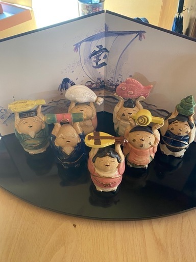 七福神 縁起物 陶器 縁起物 置物 ミニ七福神飾り 規格 大 日本製 陶器 七福神 小さい