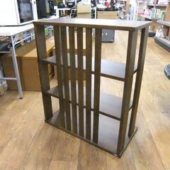 収納棚 幅70×奥35×高78 ブラウン 多目的棚 収納家具 3段 本棚 ラック 木製 札幌市厚別区 厚別店の画像