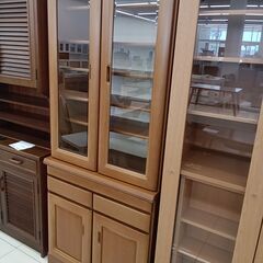 ★リユースのサカイ日立店★HJ7265 松田家具 食器棚 ナチュラルブラウン H198×D45×W79 クリーニング済み の画像