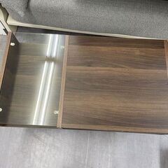LOWYA ローテーブル 引き出し付き 幅79×奥行45×高さ37ｃｍ アロイス ガラス センターテーブル ガラス コーヒーテーブル 札幌市手稲区の画像