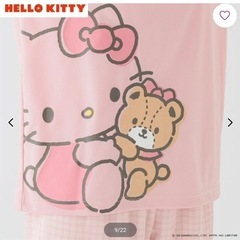 ハローキティ パジャマ メッシュ裾捺染 半袖 Tスーツ 上下セット レディスの画像