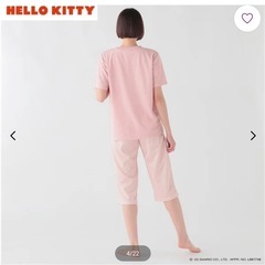 ハローキティ パジャマ メッシュ裾捺染 半袖 Tスーツ 上下セット レディスの画像