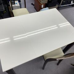 2人掛けダイニングセット バタフライテーブル チェア2脚 テーブル約幅80-120cm 伸縮 伸長 ホワイト×ダークブラウン 食卓セットの画像