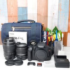 【全国送料無料】 Canon EOS Kiss X5✨ ショット数わずか カメラバッグ付き 望遠 ダブルレンズセット ズームセット✨ 届いたらすぐに使えます✨ キヤノン キャノンの画像