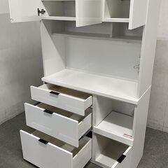 NITORI/ニトリ キッチンボード エトナ105KB-WH ホワイト 幅105cm レンジボード 食器棚 ① 中古家具 店頭引取歓迎 R9883の画像