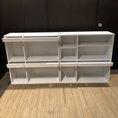 【展示品・未使用品】ディスプレイ収納ラック フラップ扉付き スッキリ収納 2個組💳自社配送時🌟代引き可💳※現金、クレジット、スマホ決済対応※【送料に設置込】の画像