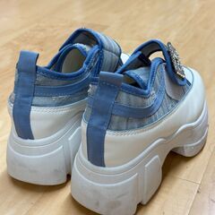 デニム×ホワイト配色・厚底スニーカー 38サイズの画像