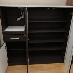 ★リユースのサカイ春日部店★KJ11115 ニトリ レンジ台 ダークブラウン H115×W120×D40 クリーニング済みの画像