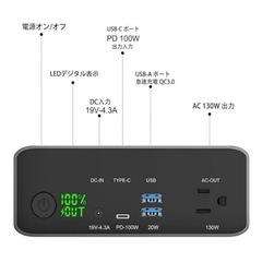 ポータブル電源 新品 超大容量80,000mAhAC出力130WPD100W対応 防災の画像