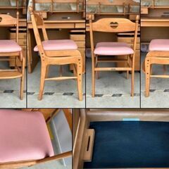 【セール】カリモク家具 カントリー調 学習机 学習デスク/ブックスタンド/ワゴン/チェア 4点セット 木製 子ども部屋　/DJ-1277の画像