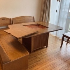 カリモク　囲炉裏テーブル　椅子収納付き　ルスティック　アンティークの画像