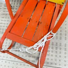昭和レトロ ソリ オレンジ 木製 現状品の画像