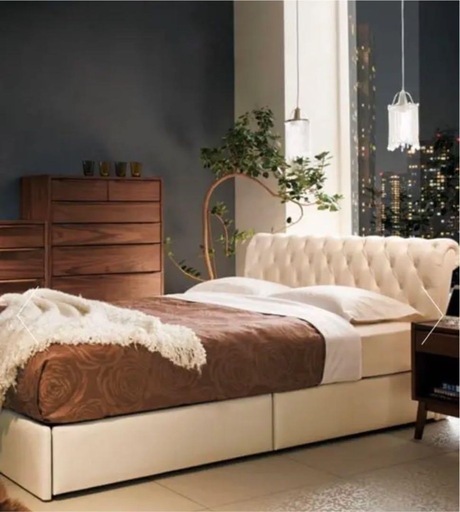 LeClass/ルクラス レザー引き出し付きベッド）ホワイト