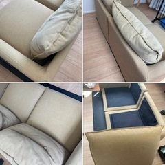 ソファ　美品　幅142cm キャンバス　一人暮らし　二人暮らし　ローソファ　　の画像