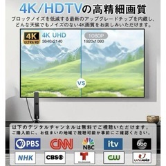 室内アンテナ テレビアンテナ 地デジアンテナ HDTV 4K 1080P設置簡単の画像