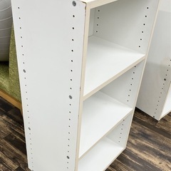 ①【中古品】3段 カラーボックス 木製 ホワイト ワイドタイプ 収納家具の画像