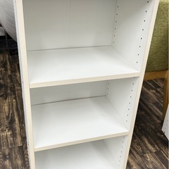 ①【中古品】3段 カラーボックス 木製 ホワイト ワイドタイプ 収納家具の画像