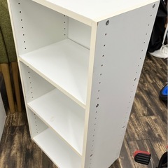 ②【中古品】3段 カラーボックス 木製 ホワイト ワイドタイプ 収納家具の画像