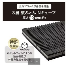 【ニトリ】体圧分散に優れた3層構造敷ふとん ダブル(N-CUBE D)の画像