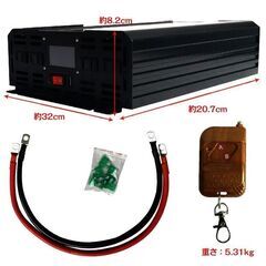【新品】インバーター 2000W 正弦波 24V リモコン付き モニター表示 車 コンセント4個 USB1個 AC100V 変換 バッテリー 発電機 ee220-24の画像