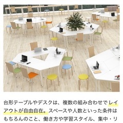キャスター付き台形テーブルの画像