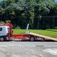 【K-0008】日野レンジャー FE7JL 増トン ユニック付 セルフローダー ローダー H24年 3段フックイン 6900kg 車検 リモコン付 メッキパーツの画像