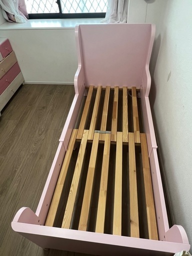 IKEA 伸長式ベッド, ピンク, 80x200 cm