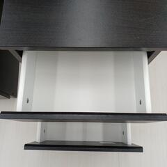 【ドリーム尾浜店】2段サイドチェスト　IKEA　BK　※キズ　ハガレ　スレあり　高さ(H)49×幅 (W)35×奥行(D)39.5(cm)の画像