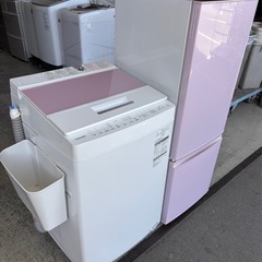💗ピンクで揃えたかわいい家電セット 冷蔵庫167L & 洗濯機7kg 🚚【配達対応・動作確認済み】 博多保管 
の画像