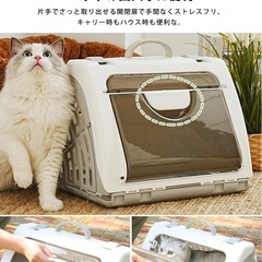 新品未使用！ペットキャリー② 折りたたみ キャリーケース 猫用 小型犬 グレー　大容量　シンプル　丸洗い可　折り畳み　コンパクト　36L うさぎの画像