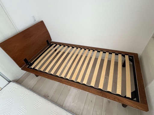 無印　ベッドフレーム+ヘッドボード　旧タイプ　シングル　ウォールナット