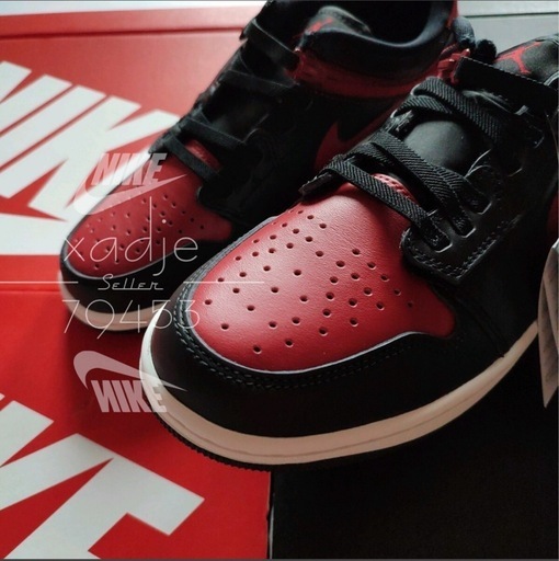 新品 正規品 NIKE ナイキ AIR JORDAN 1 LOW エアジョーダン 1 ロー フライイーズ 定価19250円 黒 ブラック 赤 レッド 27cm US9 箱付き