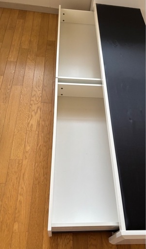 ?福岡市内配送設置対応?　TWO-ONE STYLE 【収納×2・照明付き】 鏡面仕様シングルベッド　マットレス付き　