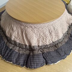家具の里　丸型こたつ オーク材 ナチュラル　＋こたつ布団セットの画像