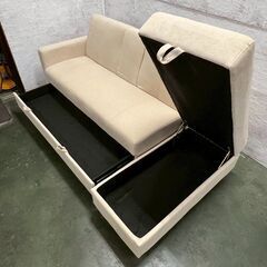 【ジモティ限定特価】リビングソファ 3人掛けソファ ソファベッド オットマン付 座面下収納付き Y1983の画像