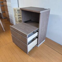 未使用訳あり キッチンカウンター 幅60 高さ92.5 グレージュ ベージュ ライトブラウン 背面化粧 収納 間仕切り 食器収納 レンジボードの画像
