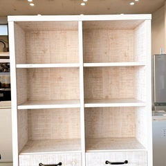本棚 書棚 オープンラック 完成品 幅82cm ブックシェルフ 木製 レトロ アンティーク調 リビング 収納 日本製の画像