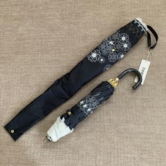 DHC折りたたみ 日傘　黒　花柄　レースの画像