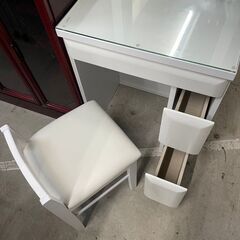 ドレッサー　No.3643　ホワイト　イス付き　化粧台　【リサイクルショップどりーむ天保山店】の画像