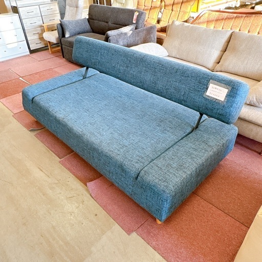 ３人掛け ソファ ソファベッド リクライニング ローソファ ブルー