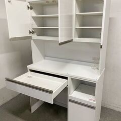 NITORI/ニトリ キッチンボード リガーレ 幅120 ソフトクローズ ハイグロスホワイト レンジ台 食器棚 中古家具 店頭引取歓迎 R9888の画像