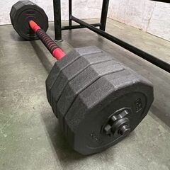 ベンチプレスセット 3kg/8枚 2kg/4枚 1.5kg/4枚 セット ベンチ付 シャフト長104cm 筋トレ器具 Y1988の画像