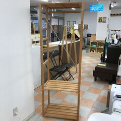 【ｼﾞｬﾝｸﾞﾙｼﾞｬﾝｸﾞﾙ金沢店】衣装ラック 木製 W(幅)60.0cm×D(奥行き)37.0cm×H(高さ)179.0cm ※クリーニング済みの画像