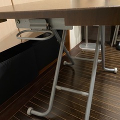 再値下げ1900円高さ調節可能　ニトリ　収納可能　ダイニング　 テーブル　ダークブラウンの画像