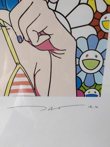 ウ*ン様 村上隆 　コラボ　サイン　版画 　真正証明付　メバエスマイル　額装　リ 村上隆 コラボサイン版画 真正証明付メバエスマイル額装