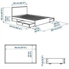 IKEA クイーンサイズベッドフレーム&マットレスの画像