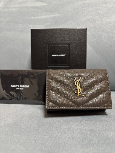 【新品未使用】【超美品】SAINT LAURENT 三つ折り財布 ブラウン