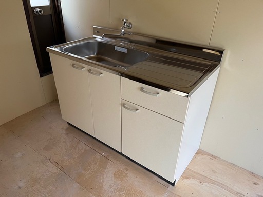 GKF-S-120MYNL 取り替えキッチン パッとりくん GKシリーズ 流し台（1段引出し） 間口120cm 木製キャビ アイボリー 左勝手【LIXIL】